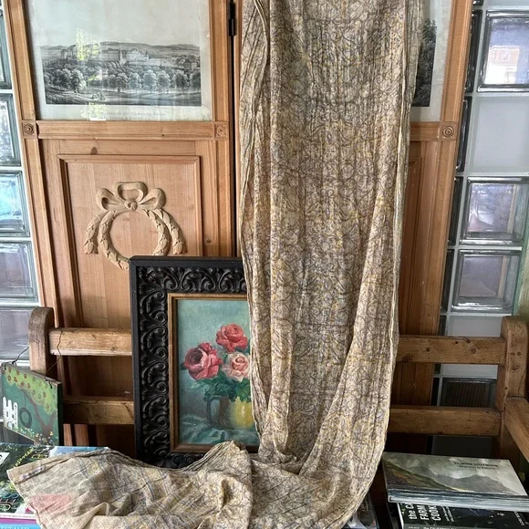 Magnolia Pearl Artistic Yellow and Blue Cotton Fabric Long Shawl 36x98” - Picture 2 of 6